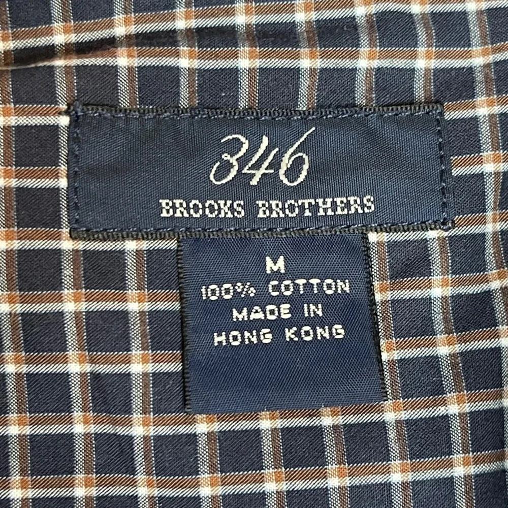 Brooks‎ Brothers 346 Mens Medium Grey Plaid Check Cotton Button Down Shirt